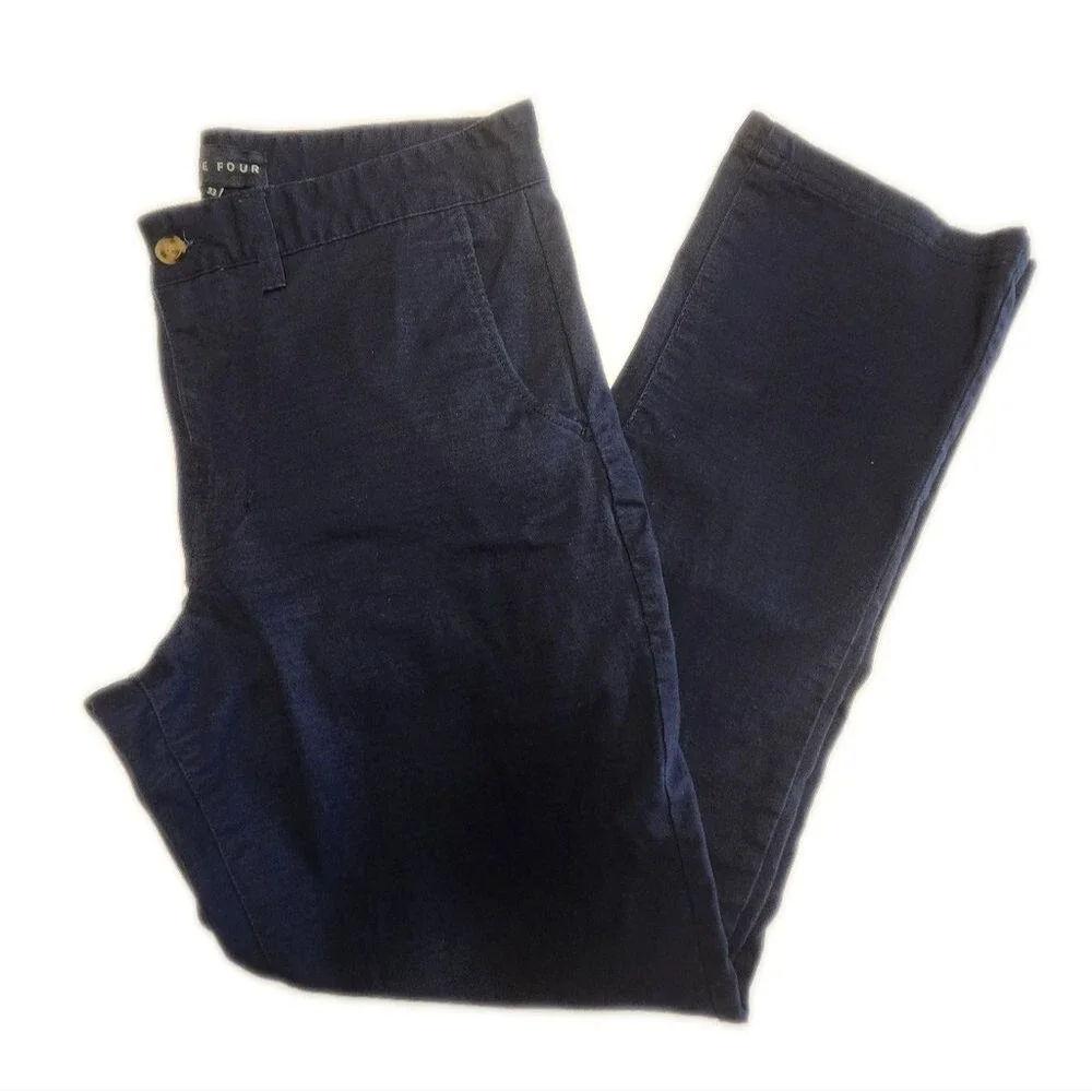 Five Four Men's Navy Blue Cotton Dress Pants Chinos, 6 Pockets, 33 Waist